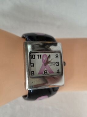 Geneva Pink Ribbon Square Face Quartz Watch Breast Canser Awareness